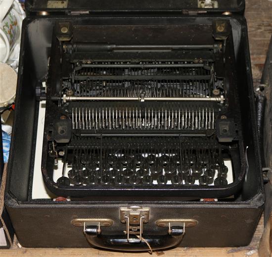 Cased typewriter and a gramophone (2)